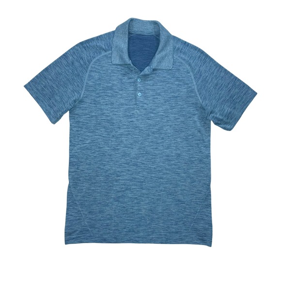 Lululemon Metal Vent Tech Polo Medium Blue Men's Athletic Golf Shirt - Picture 1 of 9